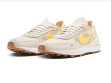 Women Nike Waffle One Sneakers Shoes Sail/Topaz Gold-Coconut Milk DC2533–105