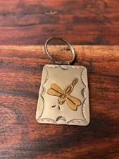 Navajo-Crafted Alpaca Silver Key Ring Zipper Pull with Dragonfly Design 28579