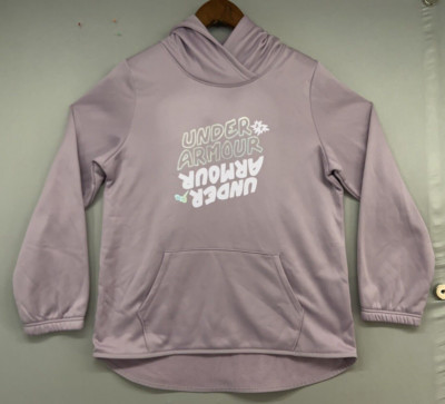 Under Armour YTH GIRLS YXL Sweatshirt Hoodie Lavender LOGO Fleece Lined MSRP $40