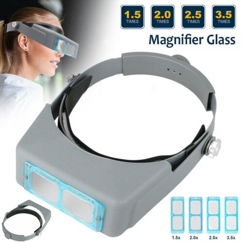Headband Magnifier Head Magnifying Visor Glasses Jewelry Watch Repair w/ 4 Lens - Picture 1 of 11