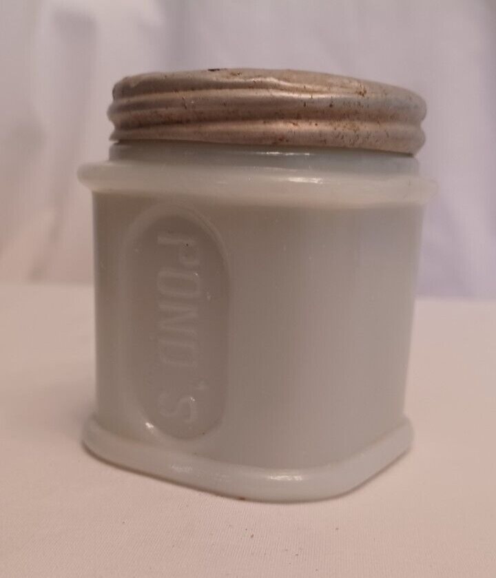 Ponds Cold Cream Jar With Embossed Aluminum Lid Thick Milk Glass