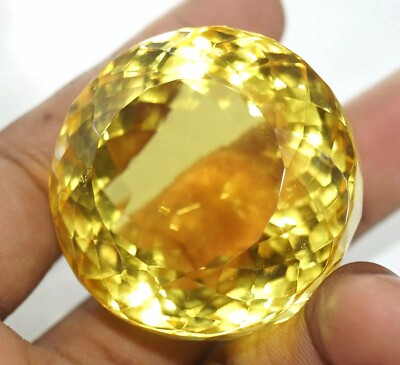 Certified Yellow Huge Citrine Natural Brazilian 500 Ct Round Cut Loose Gemstone