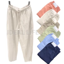 UNIQLO Linen Blend Easy Pants S-3XL Wide Straight Drawstring Women 473791 NWT