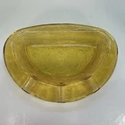 Vtg MCM Amber Anchor Hocking Soreno Oval Half moon AshTray w/ 3 Cigarette Slots