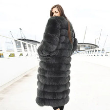 Fox Fur Coat In Charcoal