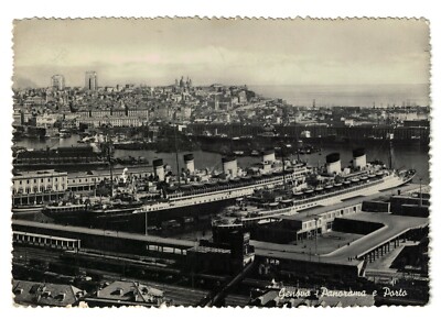 Postcard _ Genoa - Port and Railway _ Travelled 1949