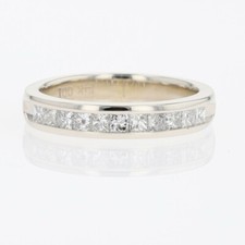 .50ctw Princess Diamond Channel-Set Wedding Band Ring 14k White Gold Size 5.75