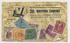 20 British Empire Stamps Sealed 1960's TV Top Value Schoolboy Packet C18