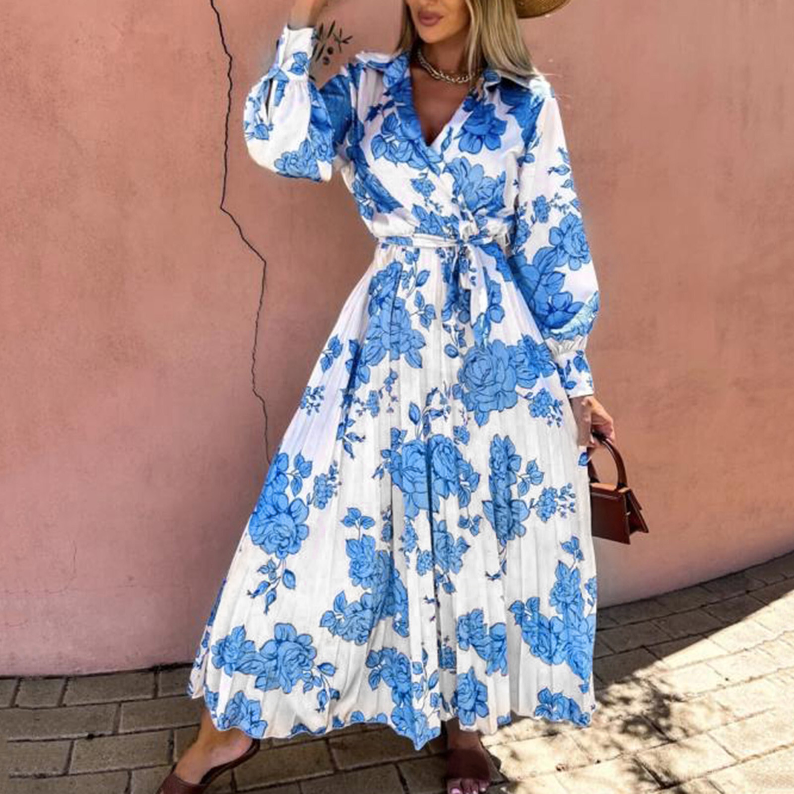 Boho Flowy Midi Dress Casual Summer 