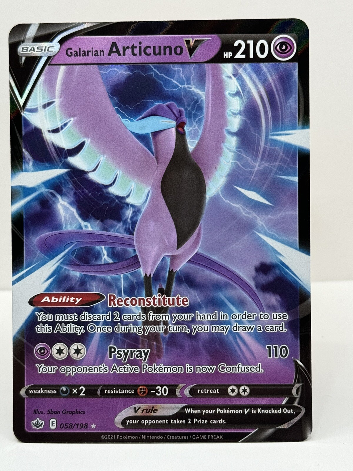 Pokemon - Galarian Articuno V - 058/198 - SWSH Chilling Reign - Ultra Rare NM