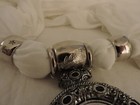 Scarf Wrap Neck Decoration White with Silver Metal Medallion and Décor NEW — photo 3