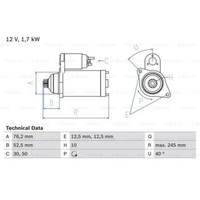 Bosch Anlasser Starter 1.7Kw FüR VW Polo Golf V Skoda Fabia I Combi