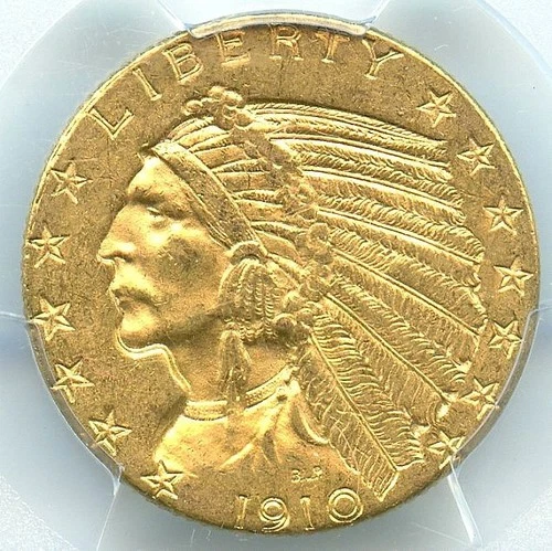 1910 $5 Indian Gold Half Eagle, PCGS MS62, Nice Attractive Collector Gold Coin!