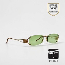 Versace MOD 1080-B Rimless Vintage Sunglasses-New Green Tinted Custom Lenses