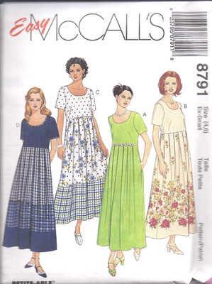 8791 UNCUT McCalls SEWING Pattern Misses 1990s Pullover Loose Fitting Dress VTG