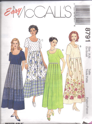 8791 UNCUT McCalls SEWING Pattern Misses 1990s Pullover Loose Fitting Dress VTG