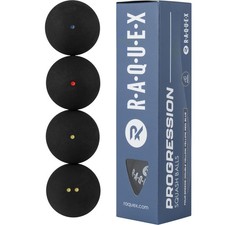 Raquex Progression Squash Balls (Mixed Box of 4) – Four x Pack 4, Black 