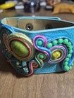 Artisan Soutache Hand Embroidered Cuff Bracelet Multi Color Leather Boho Jewelry — photo 3