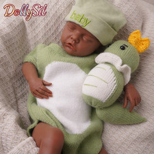 Reborn Baby Dolls Silicone Full Body 18.11" Realistic Newborn Baby Dark Brown