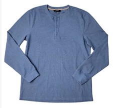 NWT Member's Mark Men's Waffle Knit Soft Thermal Henley Singing the Blues Large