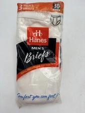 1997 Hanes Briefs 30 White NOS 3 Pack Made USA VTG Mens Cotton