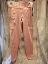 NIKE PRO WOMEN DRI-FIT TRAINING MID RISE LEGGINGS PINK #FV7388-699-NWT SMALL