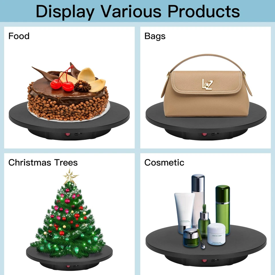 Soporte de exhibición giratorio 16,5"" grande motorizado tocadiscos soporte fotográfico giratorio... Foto 3 de 4