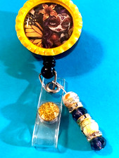 Id badge holder retractable alligator clip Fairy Yellow