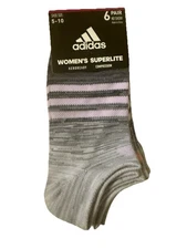 NWT Adidas Women's Superlite 6 Pack Compression grey No Show Socks sz 5-10 A11