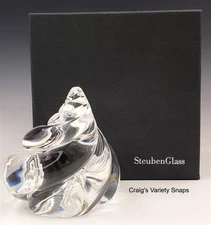 Steuben Glass CONCH SHELL Crystal Sculpture Paperweight Boxed USA