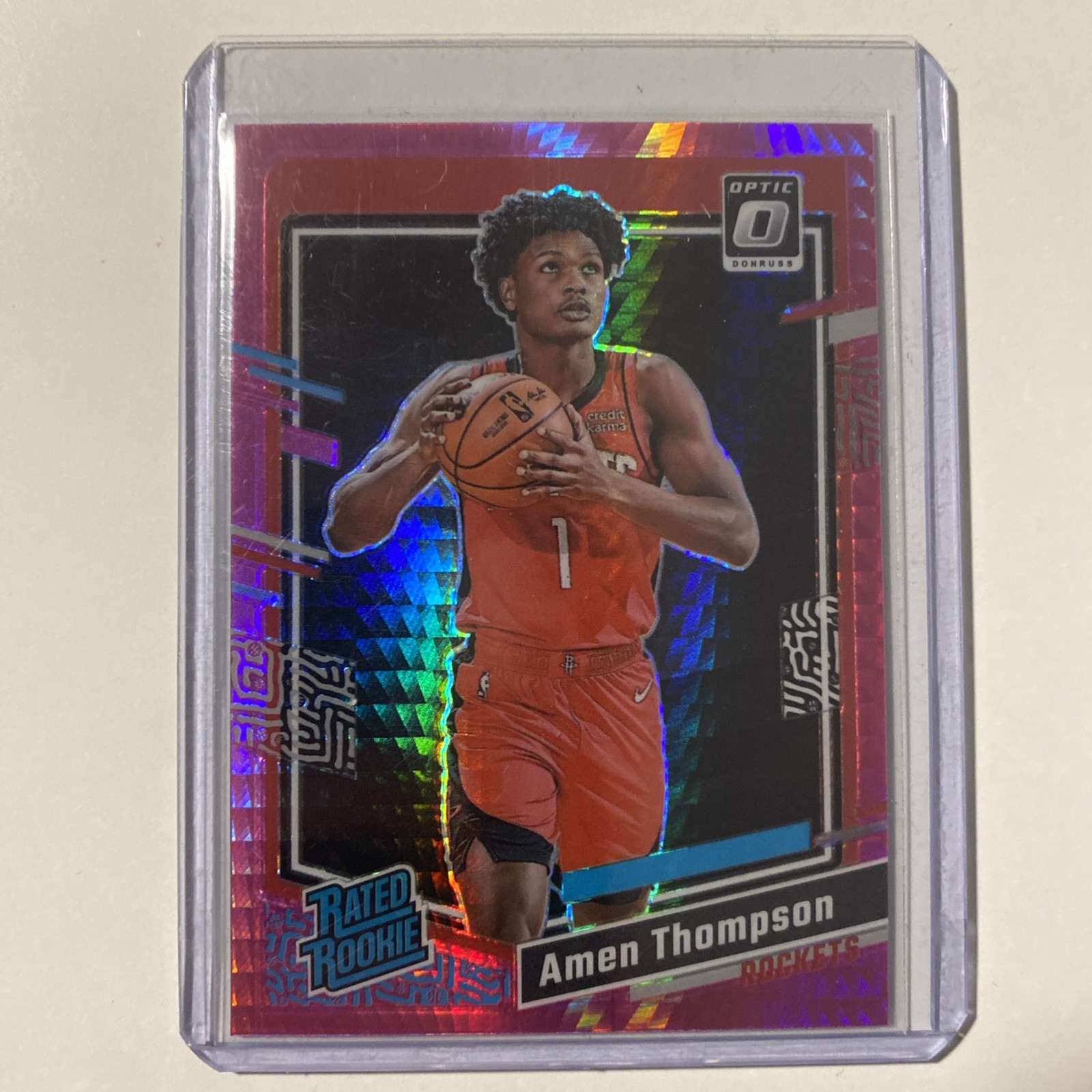 Amen Thompson 2023-24 Donruss Optic Rated Rookie Pink Hyper Prizm #229 RC