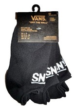 Vans Off The Wall No Show Kick Socks 3 Pair Boys 1-6 Black w White  Logo Skate