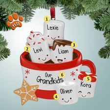 Personalized Hot Cocoa Family with Star - 5 Christmas Ornament - Five