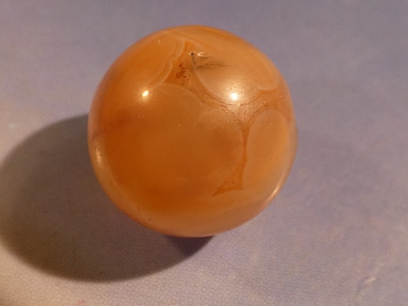 ANCIENT ASIA MINOR WEST. ASIA PATINIZED PEACH CREME EYE AGATE BEAD 14.1 MM WORN
