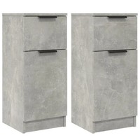 Sideboards 2Er Set Betongrau Holzwerkstoff Modern Wohnzimmer 30X30X70 Cm