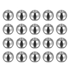 40pcs Beads 8mm Stainless Steel 4mm Hole Dia Bead for DIY Crafts, Silver Tone