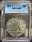 1924-S Silver Peace Dollar ICG AU58 Key Date RARE