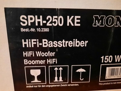 Monarch HiFi-Basstreiber Lautsprecher SPH-250 KE 150W 8   Kevlar OVP
