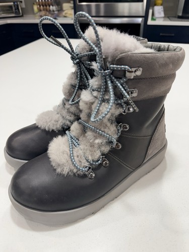 UGG Women’s Viki Waterproof Metallic Grey Leather Boots Size 8 MSRP $200