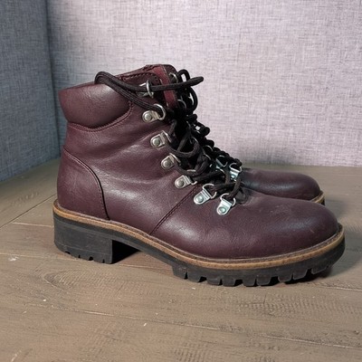 M&S Marks & Spencer Damen Leder Wander Stiefeletten - Burgund - UK 5