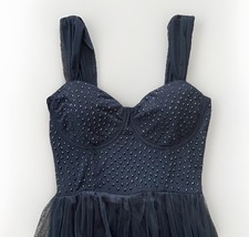 WINDSOR Womens S Black Studded Mesh WhimsyGoth Gown Tulle Dress Prom Home Coming