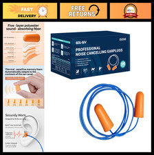 33dB Foam Ear Plugs with Cord - 100 Pairs for Sleeping, Noise Reduction Comfor