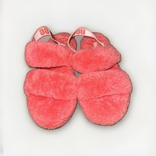 UGG Oh Yeah Slides Sheepskin Slipper Sandal Coral Vibrant Pink Women's Sz 5