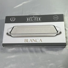 Bel-Fer Blanca 16 inch White Enameled Cast Iron Grill Pan - New in Box