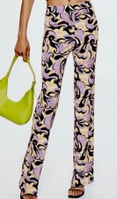 Mango Marble Flare Psychedelic Retro Legging Pants Women’s M MNG Purple Yellow