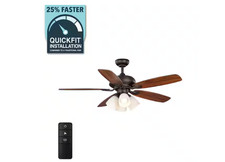 Hampton Bay Hollis 52" Bronze LED Ceiling Fan 5 Blades Light Kit Remote
