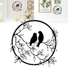 Outdoor Metal Birds on Branch Wall Art Silhouette for Garden Home Fence Decor