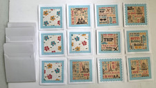 Travel-Themed Mini Note Cards 3x3 Handmade - Set of 12 - With Envelopes
