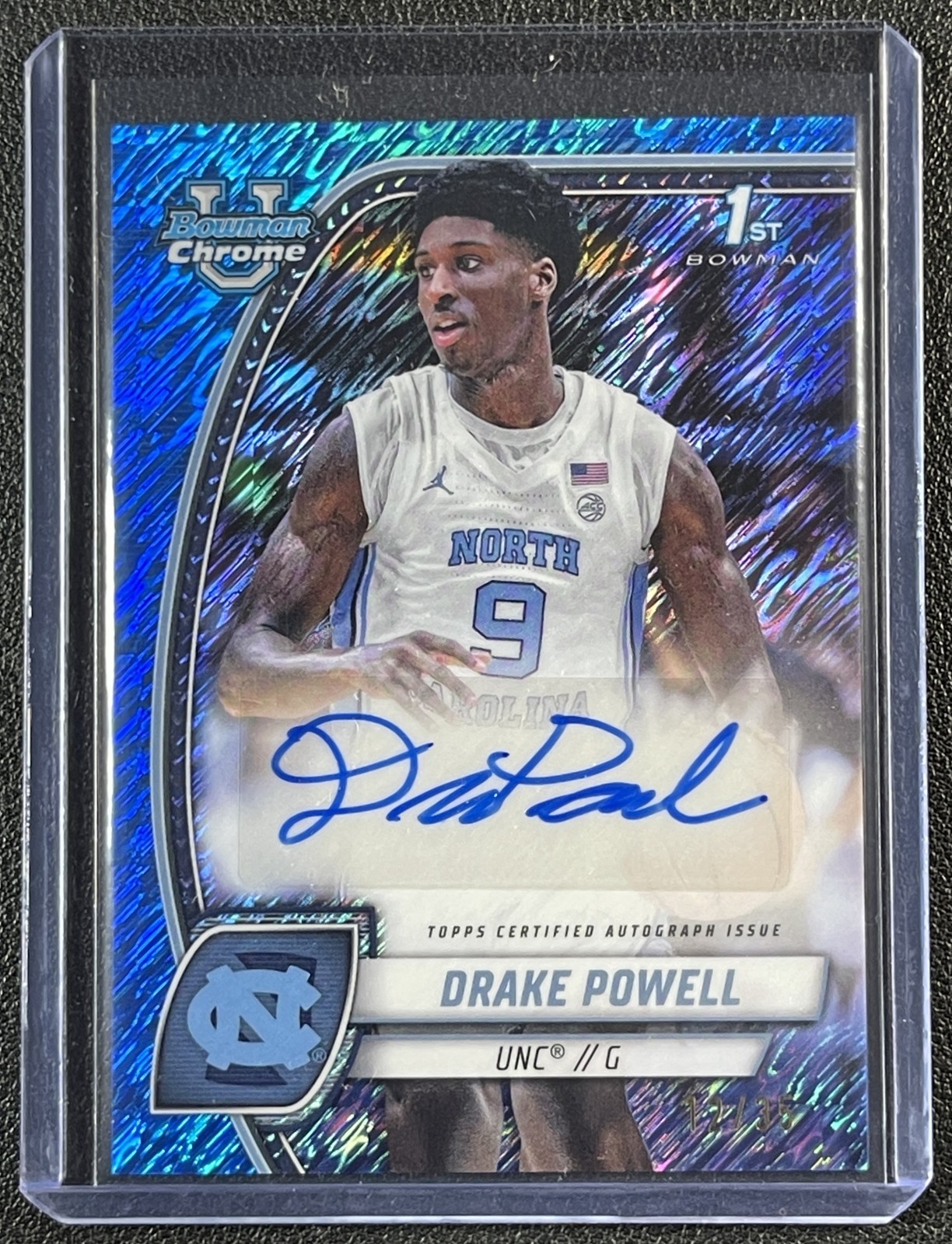 DRAKE POWELL 2024-25 BOWMAN U CHROME #69 1ST BLUE SHIMMER REFRACTOR AUTO 12/35