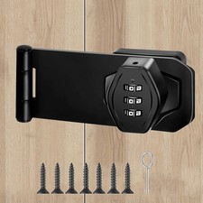 Mechanical Password Rotary Hasp Locks, 3 Digit Keyless Combination Lock Black